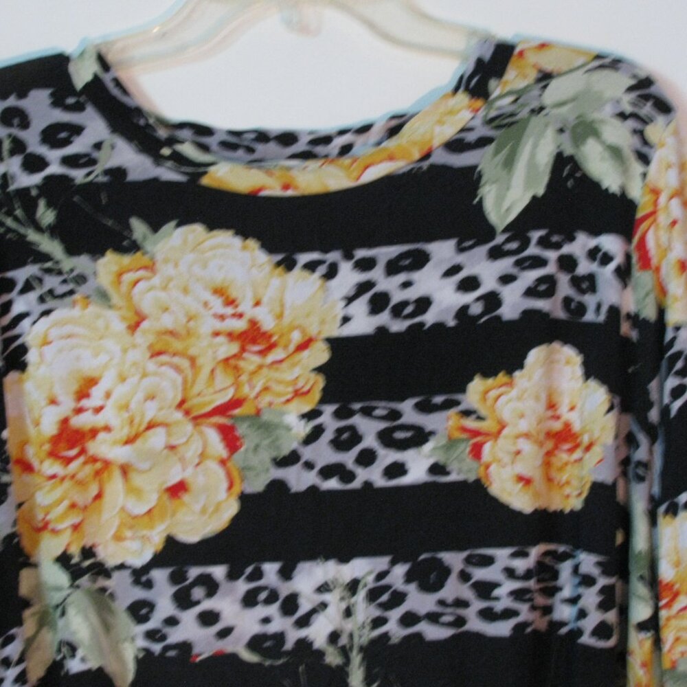 * Oddy Floral Top 1XL Plus Size Stripe Animal Print Stretch - Picture 2 of 5